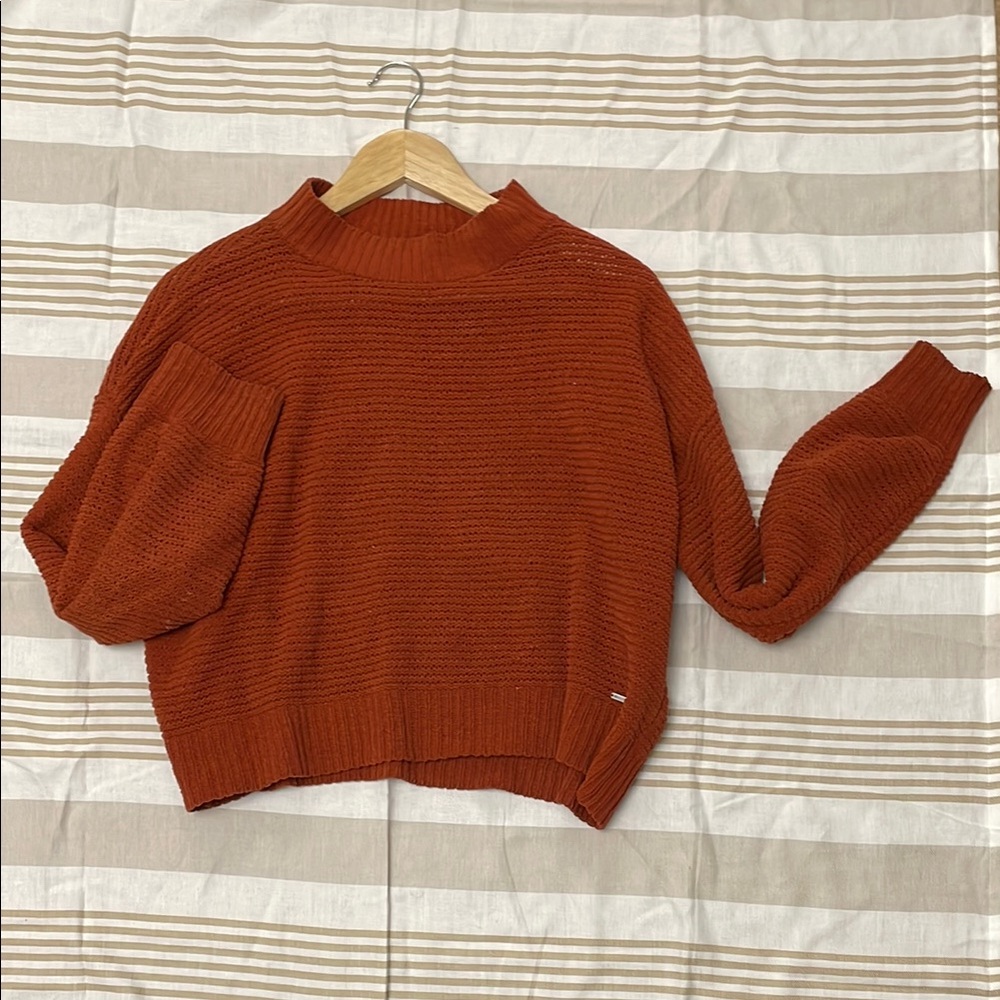 Hollister Orange Cowl Neck Sweater with Textured Knit